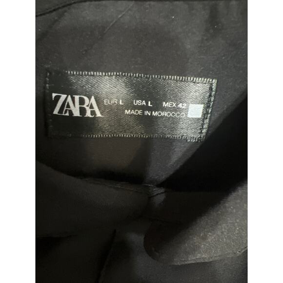 Zara Men Dress Preppy Stretch Button Down Shirt Black Size Large NWT - Picture 11 of 13